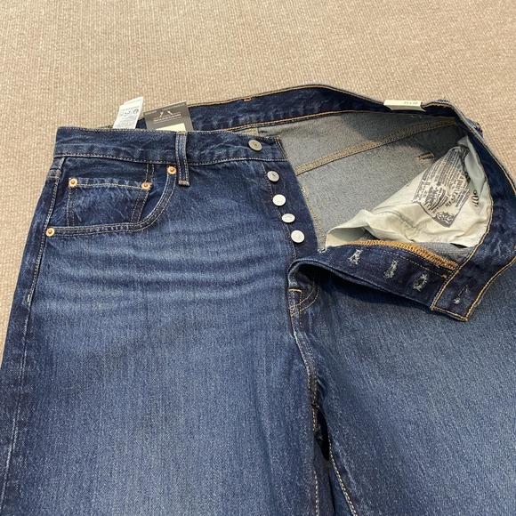 Levi's Denim - Levis 501 Original Cropped Jeans Womens W33 L28 Blue Med Wash High Rise Denim